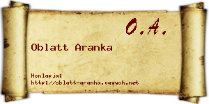 Oblatt Aranka névjegykártya